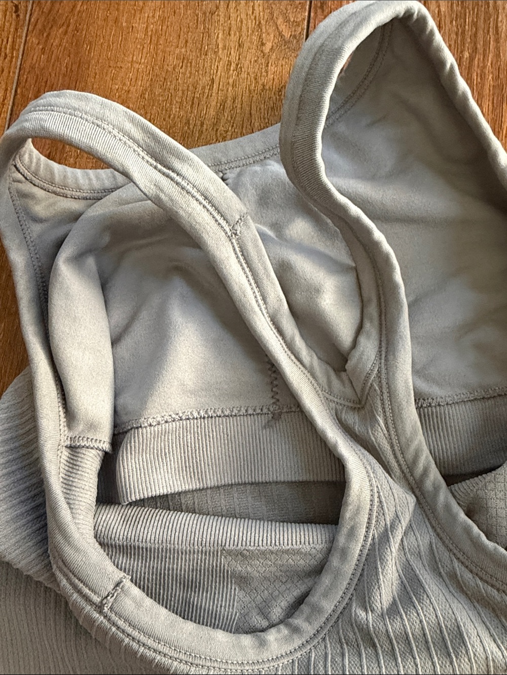 Amazon Ribbed Racerback Tank Top - Light Gray - Picture 3 of 3